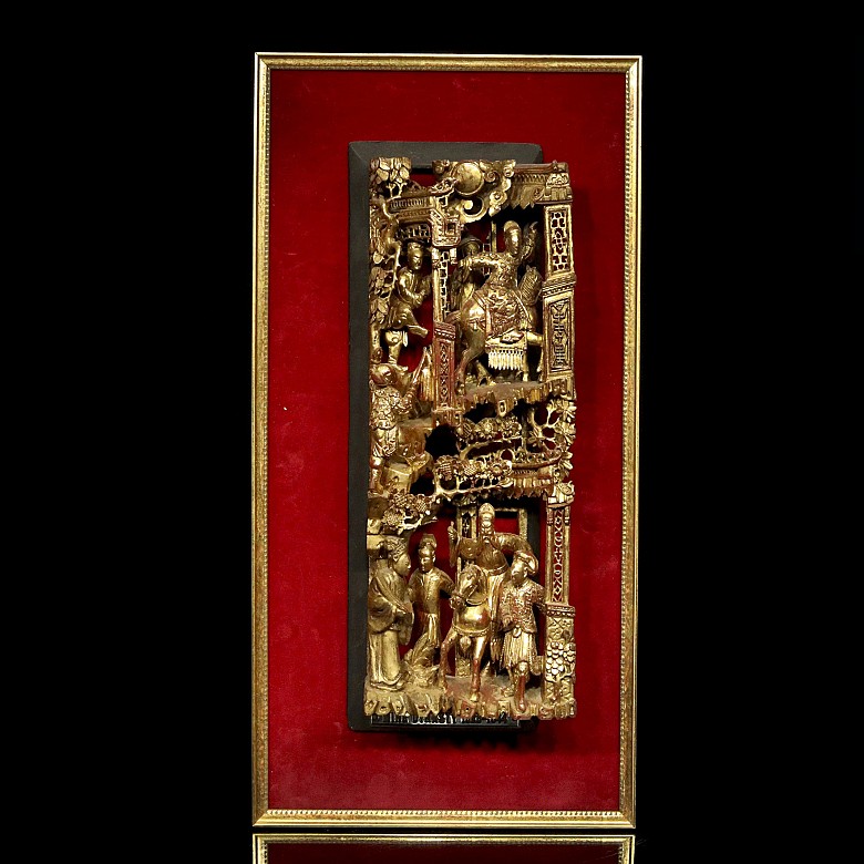 Carved wood panel, China, late 19th century