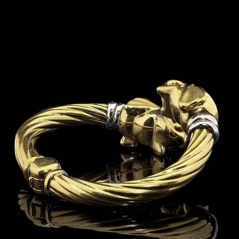 Brazalete de oro amarillo 18 k y piedras