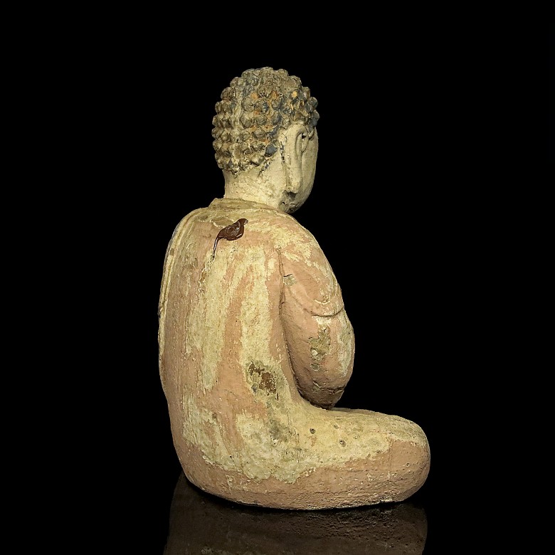 Polychrome wooden Buddha, 20th century