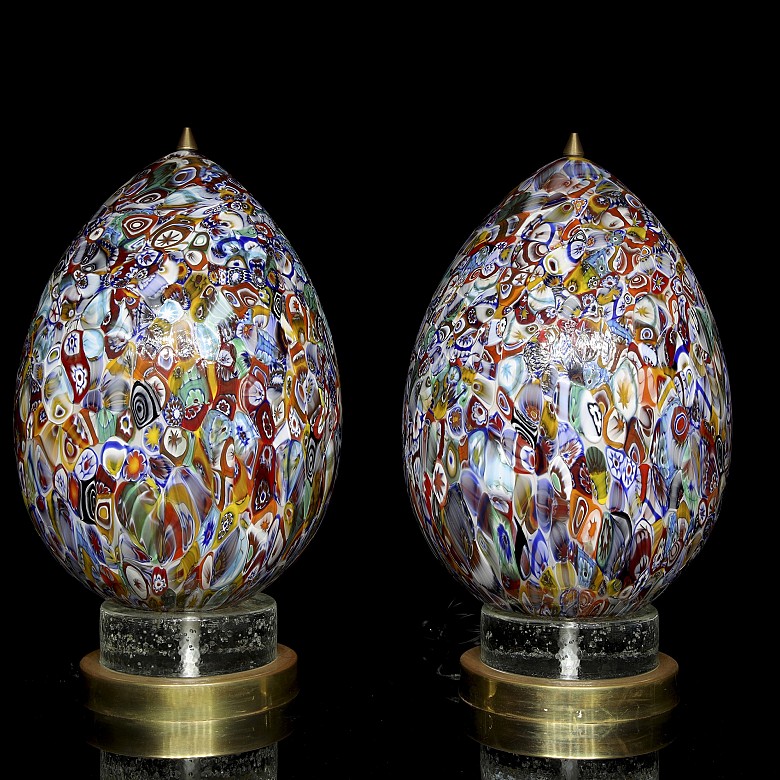 Pair of Murano glass table lamps, 20th century