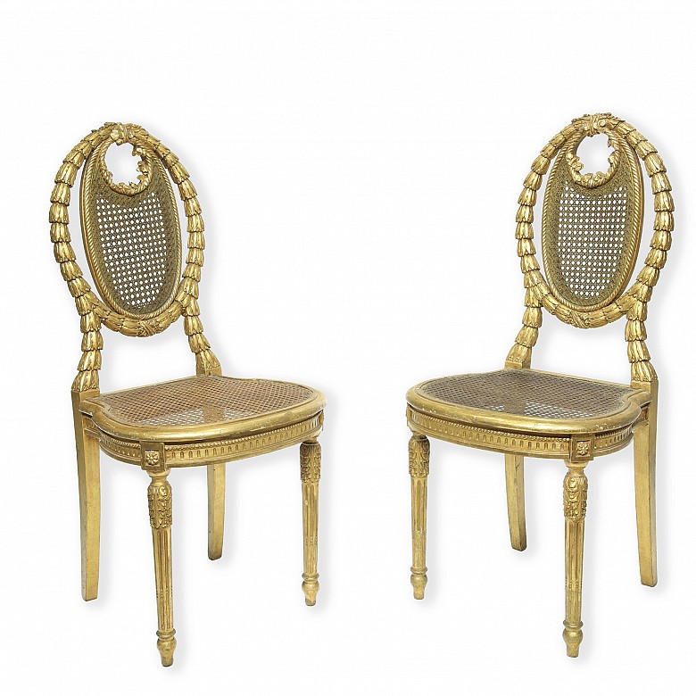 Pair of Louis XVI style chairs, early 20th century