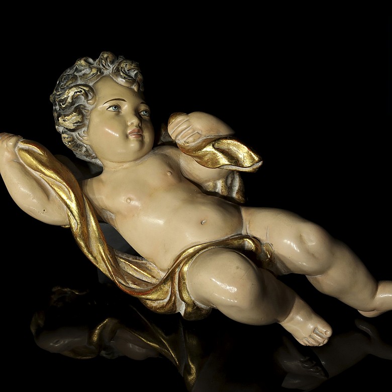 Painted cherub sculpture, 20th century