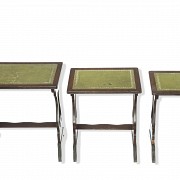 Nesting tables with leather top, Regency style, 20th century