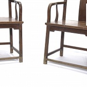 Pair of Chinese wooden chairs, Ming style.