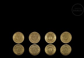 Four Mexican gold coins ‘Dos pesos’, 1920