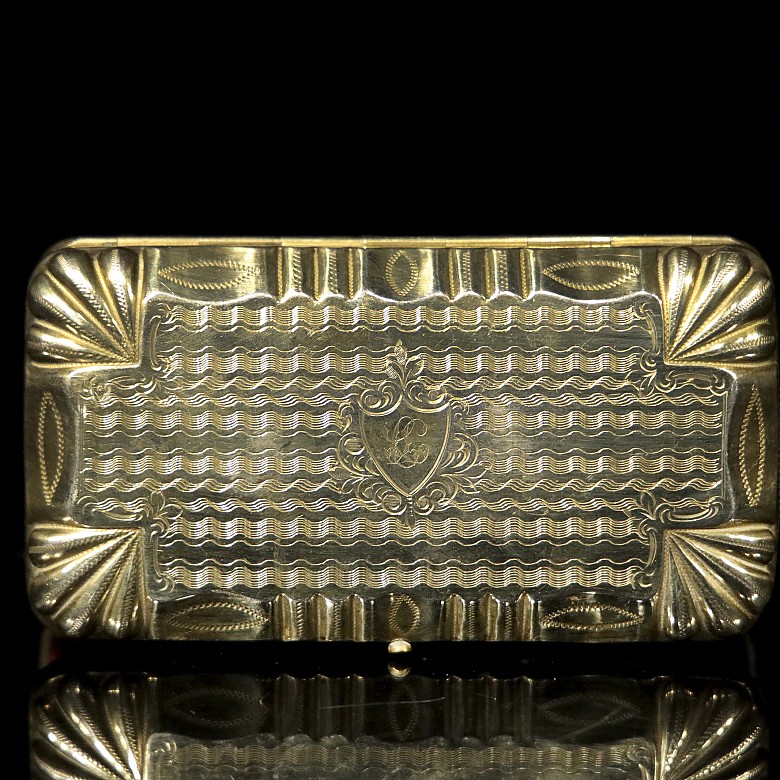 A silver gilded cigarette case, 19th century