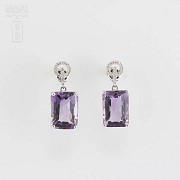 18k white gold and diamond amethyst earrings