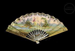 Fan with mother-of-pearl ‘Scenes’, 19th century