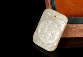 Carved jade plaque ‘Elder and poem’, Qing dynasty