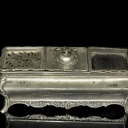 J. Hoofmans, Louis XIV style pewter writing desk, 19th century