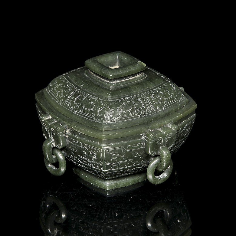 Recipiente de jade verde espinaca 