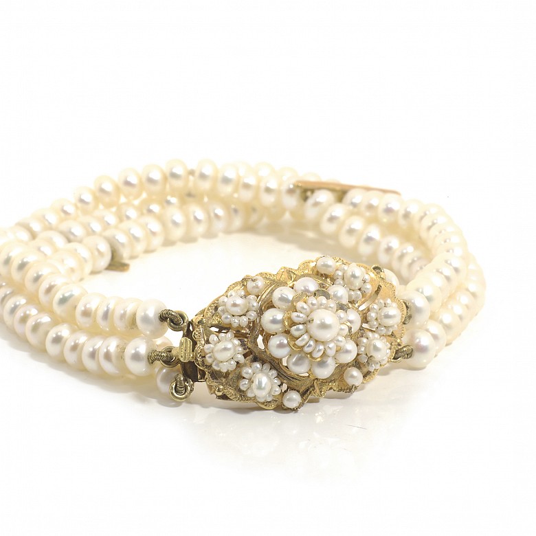 Pulsera de perlas en oro amarillo 18 k