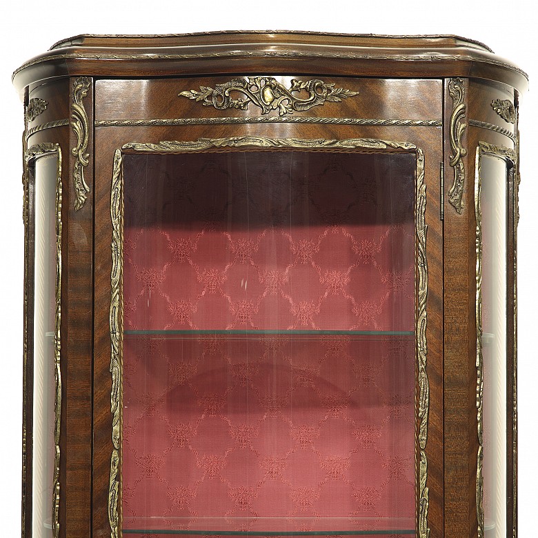 Louis XV style display cabinet in veneered wood, 20th century