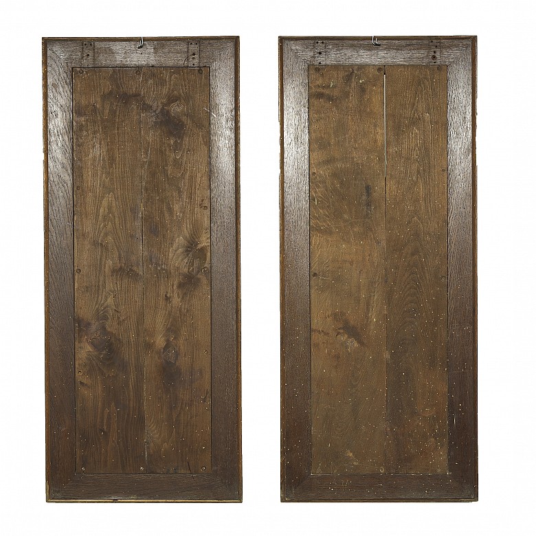 Pair of wooden panels ‘Oriental Women’, early 20th century