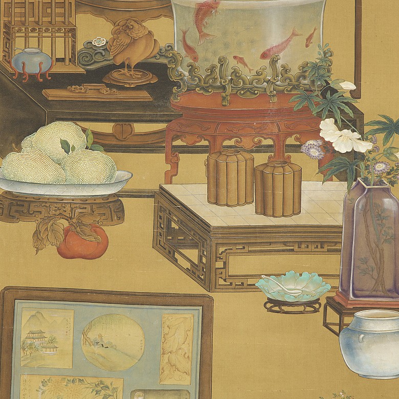 Chinese silk painting ‘Still Lifes’, Qing dynasty