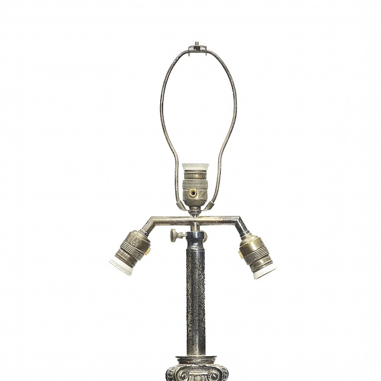 Almazán silver-plated bronze floor lamp, 20th century