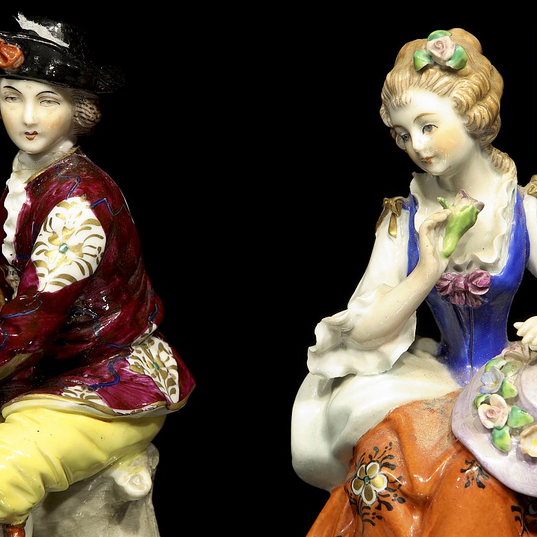 Pareja de porcelana alemana, Sitzendorf, S.XIX