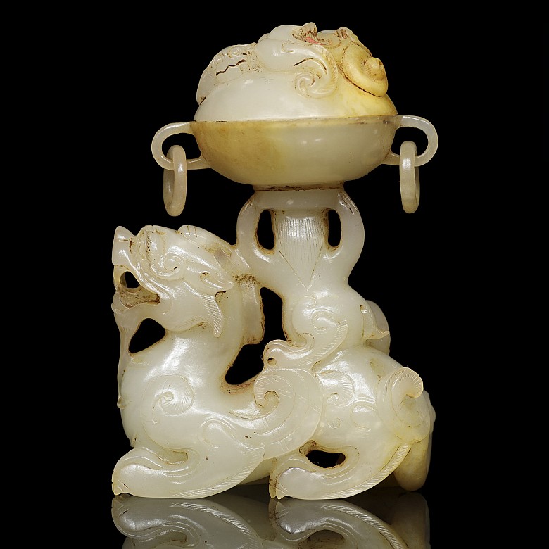 White jade oil lamp, Han dynasty