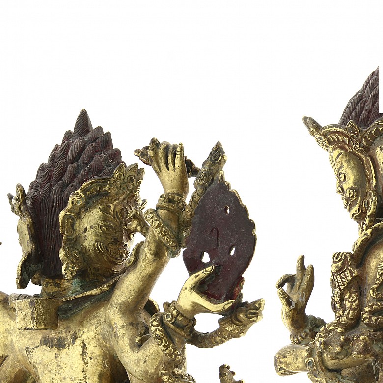 A gilt-bronze figure of Mahakala Sadbhuja, 18th century.