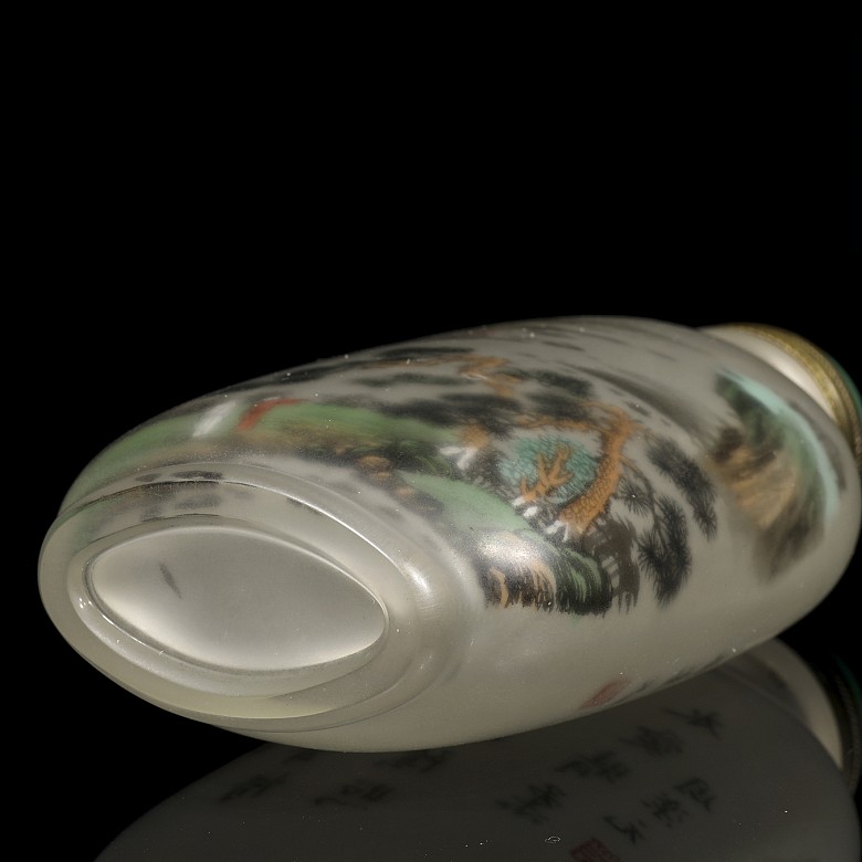 Painted glass snuff bottle, Zhou Leyuan, Qing dynasty