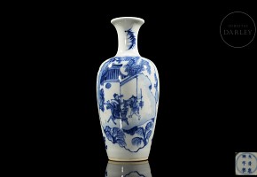 Blue and white porcelain vase ‘Scene’, with Kangxi seal