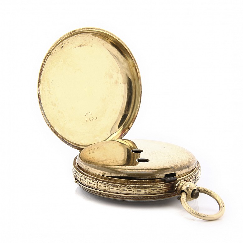 Lady's pocket watch in 18k gold, 19th c.