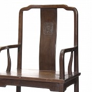 Pair of Chinese wooden chairs, Ming style.