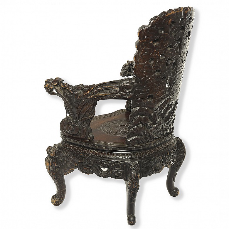 Chinese carved wooden armchair, 20th century