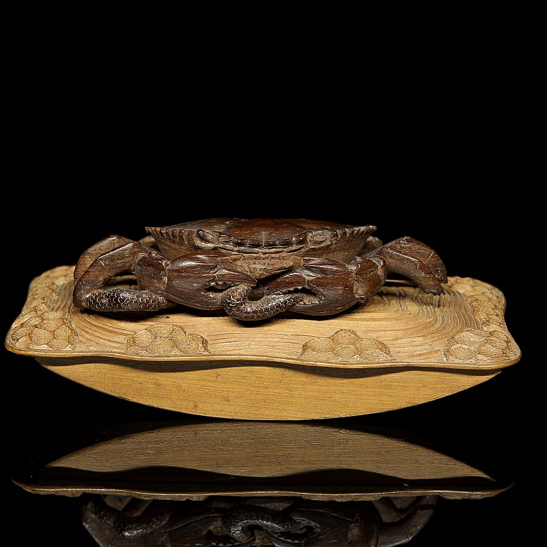 Carved wooden ink blotter ‘Crab’, 20th century - 8