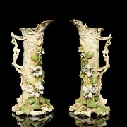 Pair of ‘Trunk and jasmine’ porcelain vases, 20th century