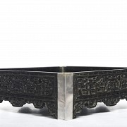 Opium tray in wood and silver, Qing dynasty, 18th century