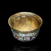 Bronze cup with cloisonné enamel, 20th century