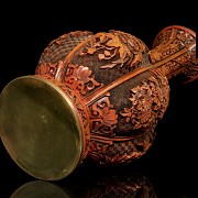 Carved red lacquer vase, China, 20th century