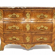 Louis XV wooden chest of drawers, Pierre Migeon style, 18th century