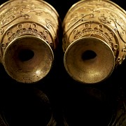 Pair of gilt-bronze cups, Tang style