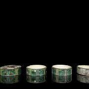 Three pieces of enamelled porcelain, 19th-20th century