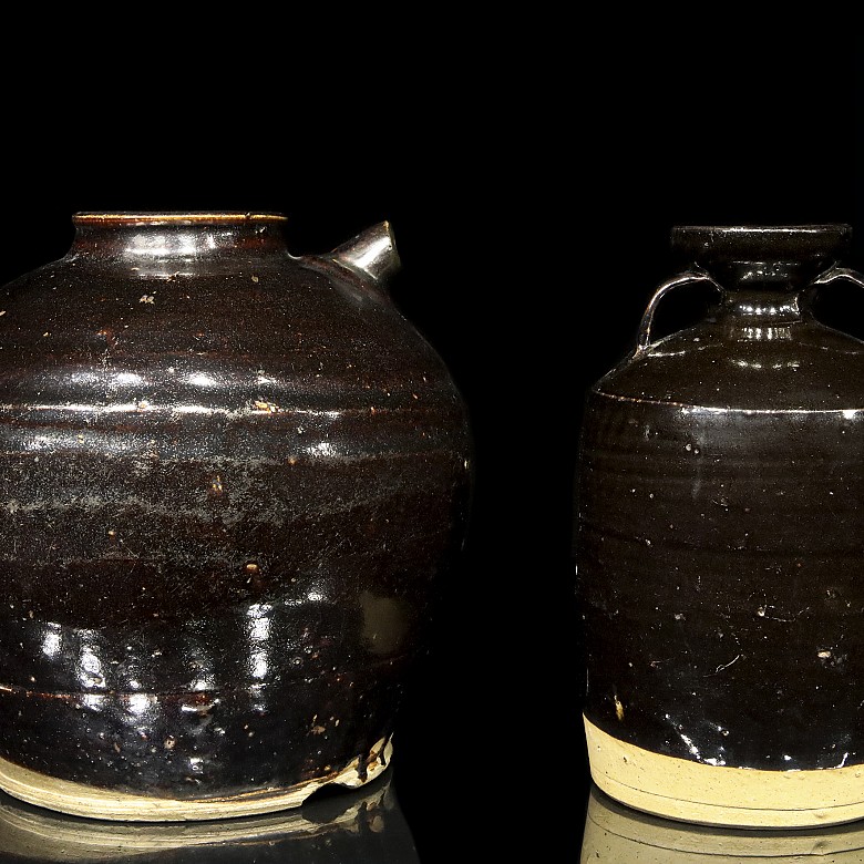 Set of black glazed vessels, 20th century