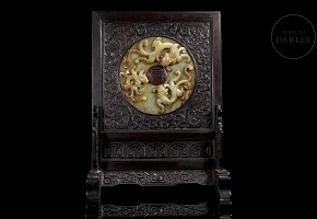 Wood panel with “Bi” jade, Qing dynasty