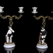 Pair of German porcelain candlesticks, 20th century