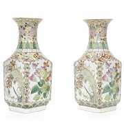 Pair of enameled vases, 20th century