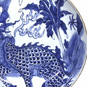 Large porcelain plate with Qilin, 20th century