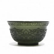 Carved green jade bowl, 20th century