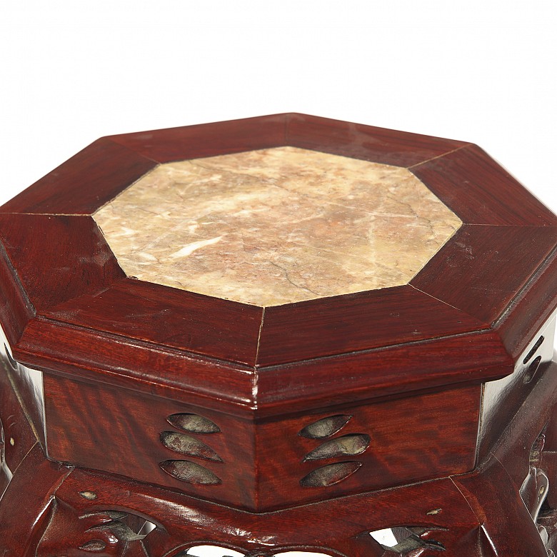 Carved wooden octagonal stand, 20th century - 6