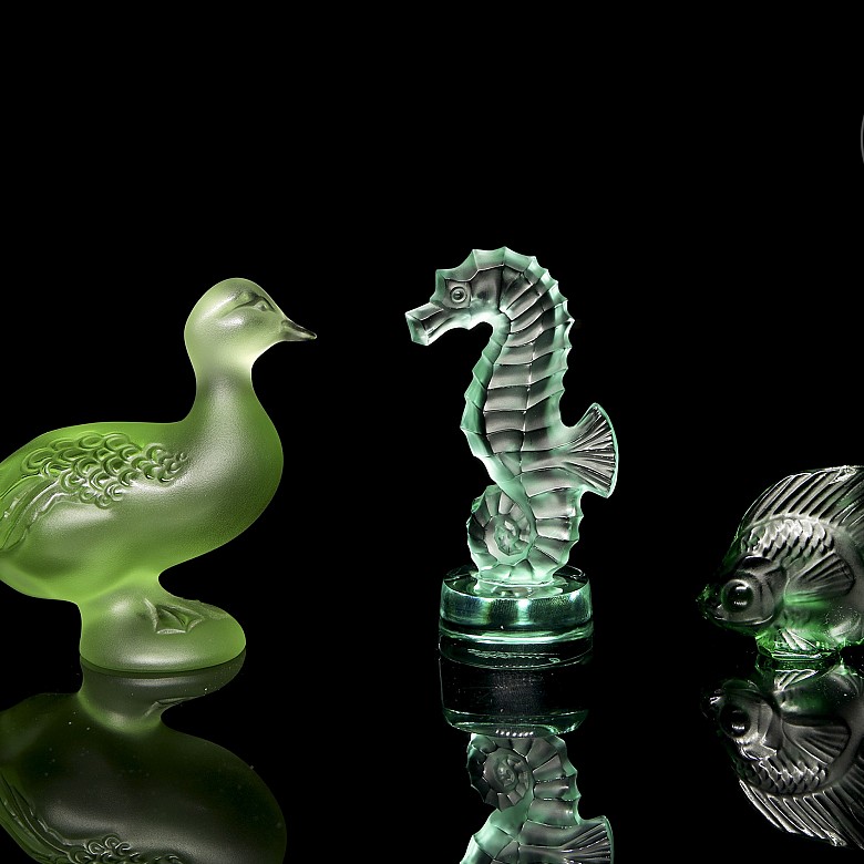 Tres figuras de cristal de Lalique, s.XX