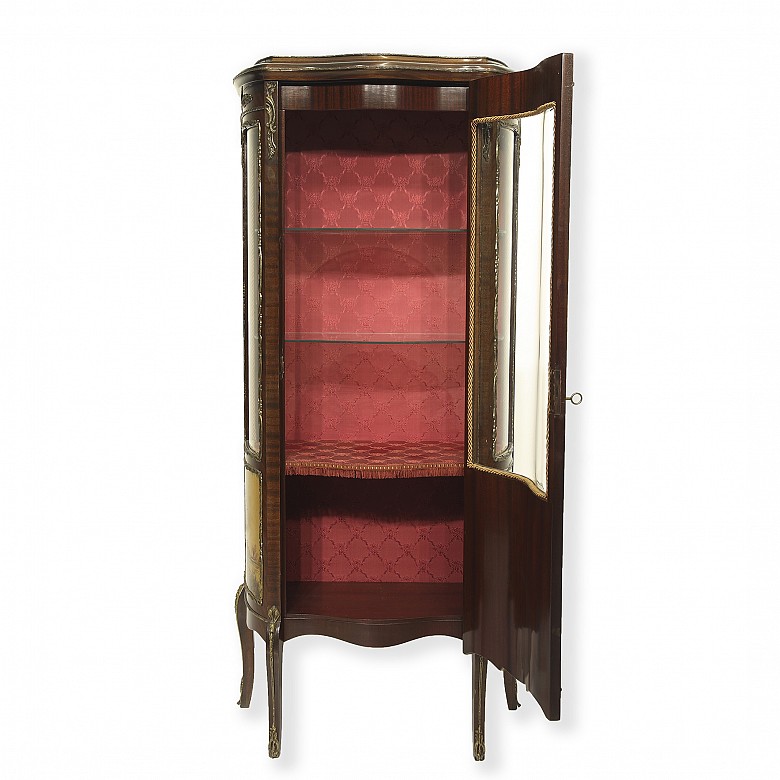 Louis XV style display cabinet in veneered wood, 20th century