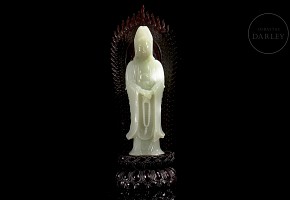 Hetian white jade guanyin, Qing dynasty