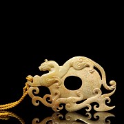 Carved jade 'dragon and phoenix' plaque, Eastern Han Dynasty