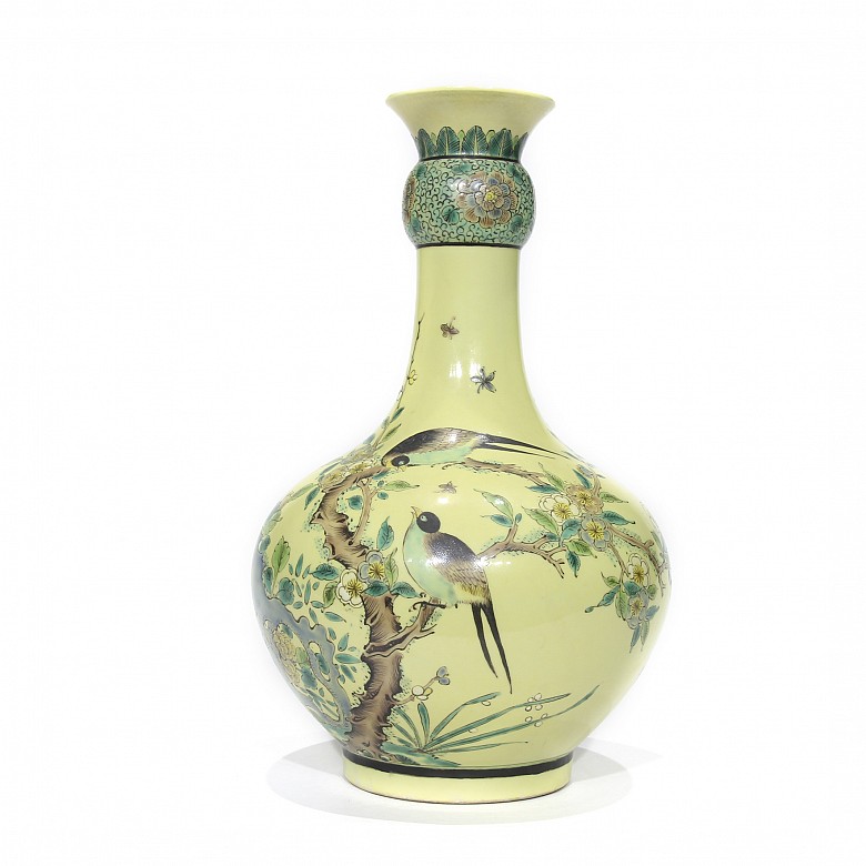 Porcelain enamelled vase, 20th century