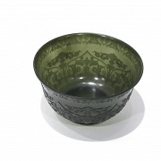 Carved green jade bowl, 20th century