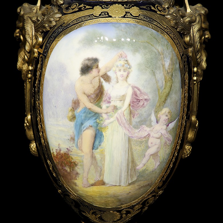 Sèvres porcelain ‘Pair of vases with scenes from romances’, 18th-19th century